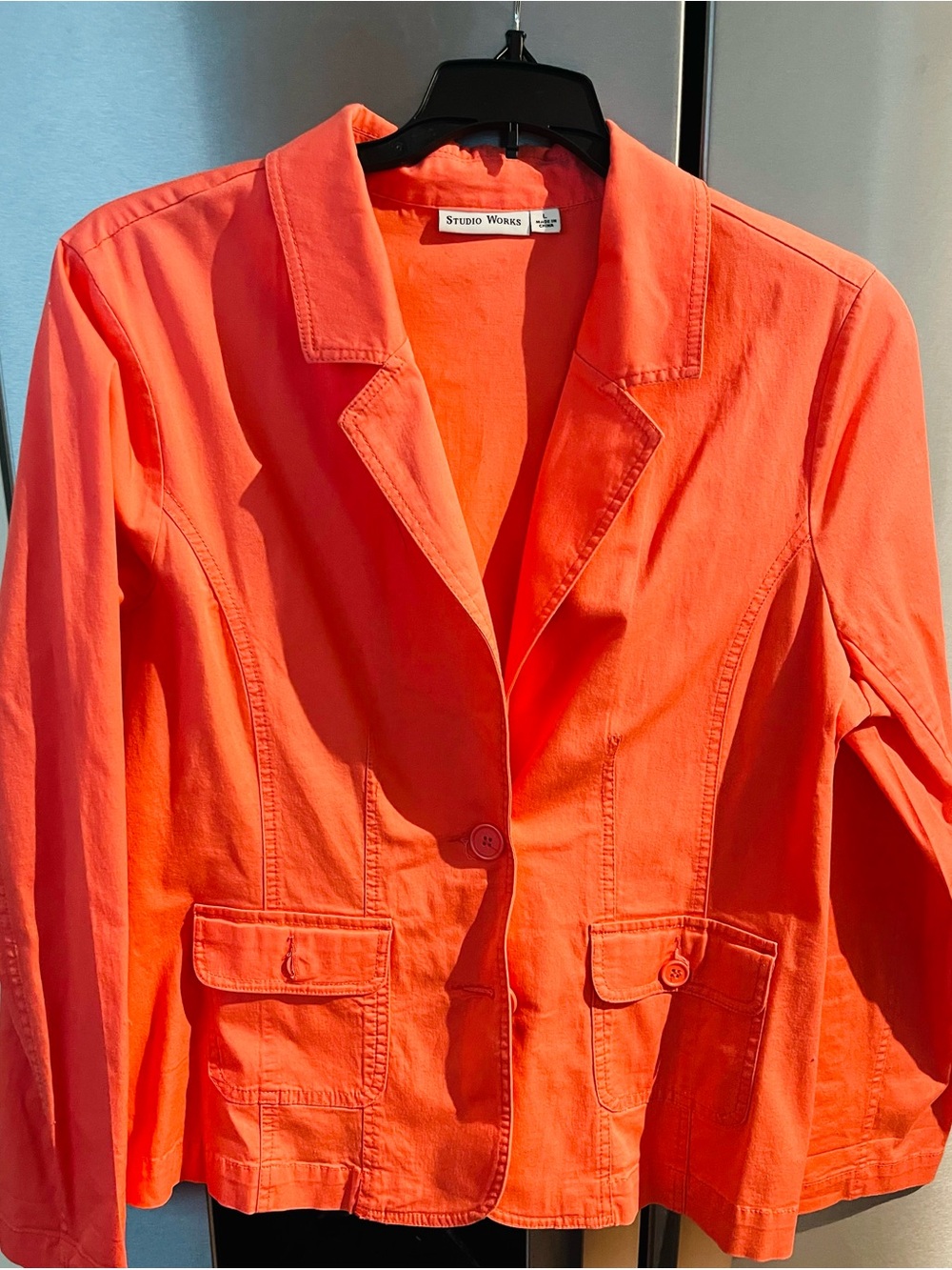 Studio Works Coral-Orange Tailored Blazer Jacket